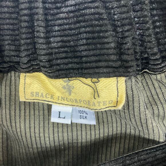 Nwot SHACK INCORPORATED Pants L Corduroy Silk Super-Wide-Barrel Drop Crotch Blac - Picture 3 of 11